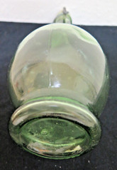 Antique Large Emerald Green 12&Prime; Wine Bottle blown bubbles footed wire stopper