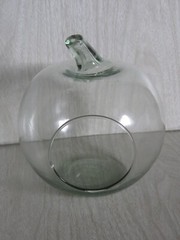 Glass Demijohn Carboy Apple Pumpkin Shaped Wine Jug Terrarium Planter 6.5&Prime;