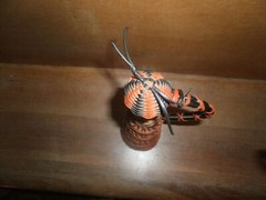 16  » Vintage Wine Bottle, Glass Wrapped -w- Woven Plastic Cord -w- Handle Red 1