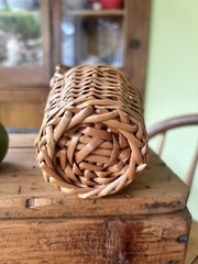 VINTAGE Wicker Covered Wine Bottle~SMALL 7”~MINT CONDITION*ORIGINAL CORK~Ex COND