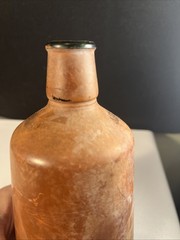 Vintage J.M. Da Fonseca Portugal Embossed Amber Wine Bottle 9” Rustic Bar Decor