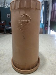 Vintage terracotta « Vino Fresco » wine cooler with coaster Italian by Himark