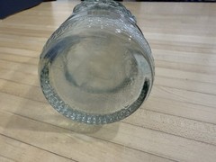 Vintage Spanish Slight Green Tint Glass Wine Bottle 12in Embossed Grape Vines