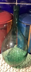 Vintage Hand Blown Green Rounded Bottom Wine Glass Bottle- “Vino D’ Italia”