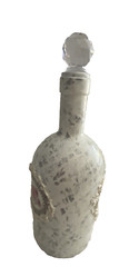 Hand painted wine bottle, unique bar decor & gifts, touch of France, Happiness.