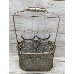 Vintage Half Liter Glass Decanter Carafes Wine/Milk Bottles Jugs In Carrier