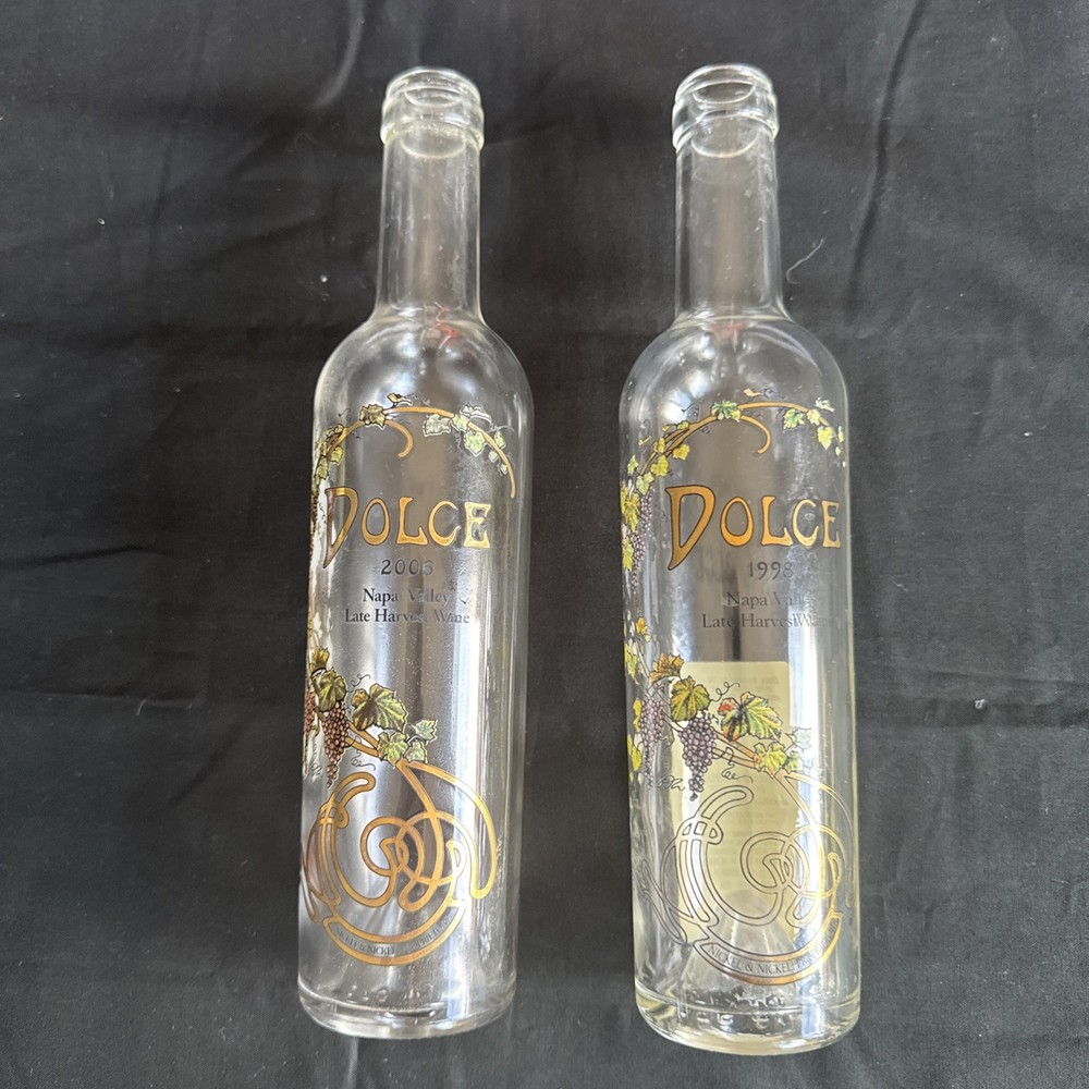 2x Dolce Napa Valley Late Harvest Wine 375ML Empty Bottles; 2006 & 1998