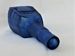 Vintage Blue Glass Bottle Square Shape 10 3/4&Prime;