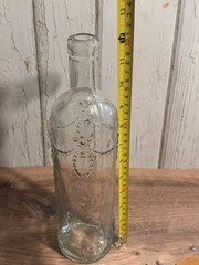 Vintage F Diaz SA Spain Glass Bottle Wine Decanter Embossed Garland Clear Albi