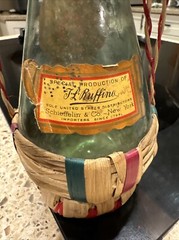 Vtg I.L Ruffino Vin Rose EMPTY Green Wine Bottle Rattan Wrap Original Label-B11