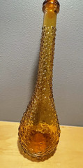 Vintage 22&Prime; MCM 1960s Italy Rossini Empoli Amber Hobnail Genie Decanter Bottle 1