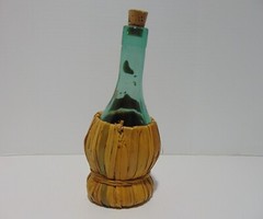 Tenuta Belvedeere Chianti Blue Glass Wine Bottle In Woven Basket 1 Pint Empty