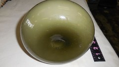 GREEN DIMPLE BASED BOTTLE WITH LONG NECK WINE/VASE HAND BLOWN