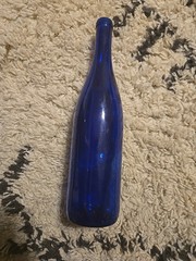 Vintage Cobalt Blue Glass Decorative Wine Bottle Empty 750ML 12” Tall