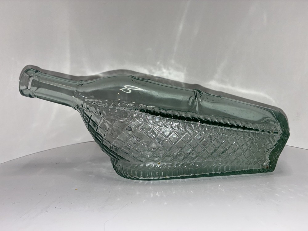 Vintage Ship Wine Bottle Decantor Weave Pattern