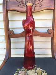 Empty Moselland Riesling HAPPY CAT Red Wine Bottle Kitsch Mosel Art Glass 13”