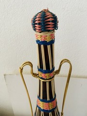 MCM Viresa Plastic Scoubidou Woven Wicker Demijohn Wine Bottle with Handle
