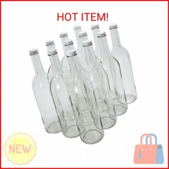 FastRack 750ml Clear Glass Wine Bottles with White Metal Screw Caps (Pack of 12)