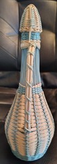 Vintage Spanish Plastic Woven Wicker Decanter Glass Bottle 60-70s – Teal-Ivory