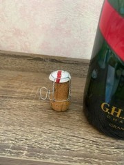 G.H. Mumm Empty Champagne Bottle 12” Green Red Gold Classic with original cork