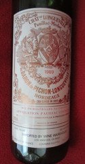 1989 Chateau Longueville (Baron de Pichon-Longueville) Empty Wine Bottle & Cork