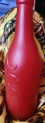 Vintage Frosted Glass wine bottle with embossed grapes design without cork