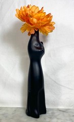 Happy Cat Riesling Matte Black Wine Bottle EMPTY Halloween Cat Decor