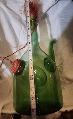 VTG Italian Chianti Hand Blown Green Glass Wine Decanter Bottle/ Ice Chamber VF