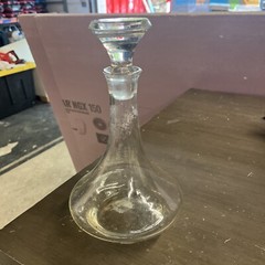 Crystal Glass Decanter With Topper And Sailboat Design