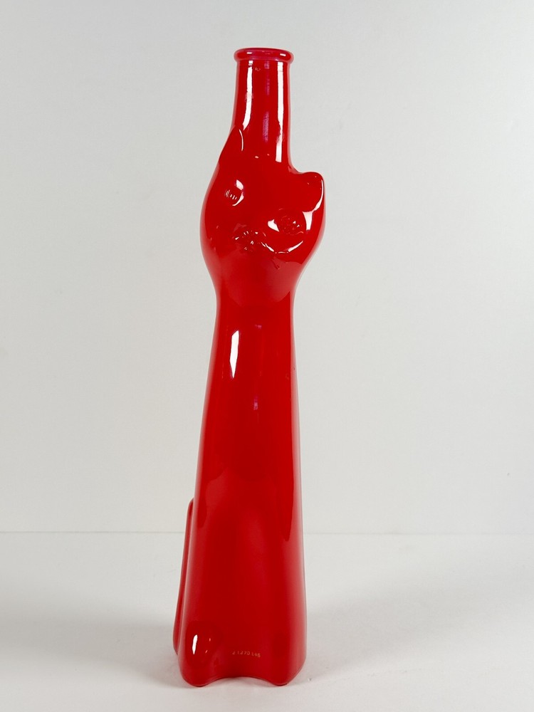 Rheinhessen Riesling Cat Shape Red Glass Wine Bottle 2020 Empty 13&Prime; Tall
