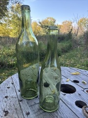 Vintage Olive Green Wine Bottle Pair