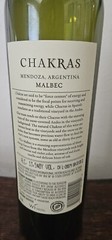Chakras 2019 Malbec EMPTY Wine Bottle W Cork