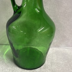 Vintage Green Glass Wine Decanter Jug Bottle With Handle Screw Top Lid 1.5 Liter