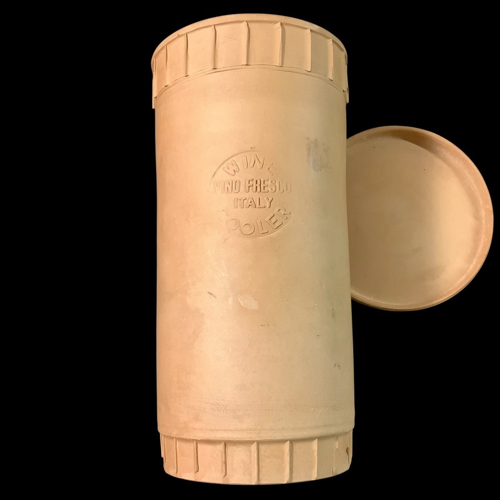 Vintage Clay Wine Bottle Cooler Terra Cotta Made In Italy Rustic Pottery