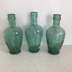 Cantine Vaselli Orvieto Green Blue Set Of Wine Bottles 6 Inch Embossed Vintage