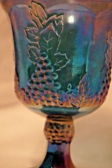 Wine Glass Iridescent with Embossed Grape Detail