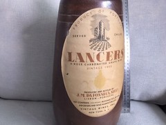 1955 VINTAGE LANCERS ROSE CLAY-CROCK 15” JEROBOAM BOTTLE WITH ORIGINAL FOIL CAP