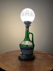 Vintage Handmade Wine Bottle Electric Table Lamp Charles Fournier 1/2 Gallon