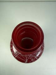 Vintage 1956 Welch’s Refreshment Wine Bottle Drizzled Spaghetti Design Red Glass