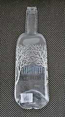 Flat Clear Glass Wine Belvedere Bottle | Pressed / Melted | Wall Art