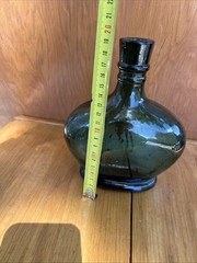Hand Blown Dark Green Glass Wine Bottle