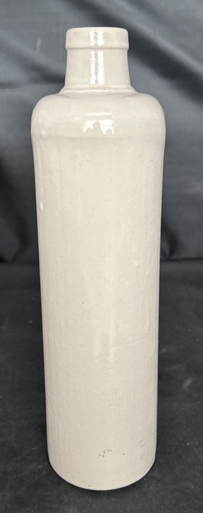Vintage 10 3/4” Tall Off White Crock Bottle Unmarked