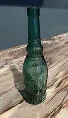 Vintage – Green – Decorative Wine Glass Bottle – 11.5” – Has A Blue Line. Pics
