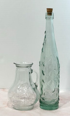 Wine Bottles Set (2) Green Glass Decorative Wine Bottles
