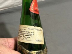 Vintage 1973 AFFENTALER BADEN WINE Germany green bottle GOLD MONKEY Embossed