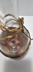 TIPO Glass Wine Bottle Wicker Straw Raffia W/red Plastic Base