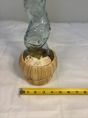 Bottaro Green Spiral Glass Empty Wine Bottle Italy 16&Prime; Raffia Wrap Decor