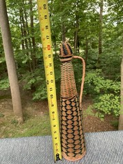 Vintage Plastic Wicker Wrapped Wine Bottle Decoration