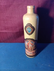 Item # 24 Stoneware Vintage Wine Bottle Pale Yellow