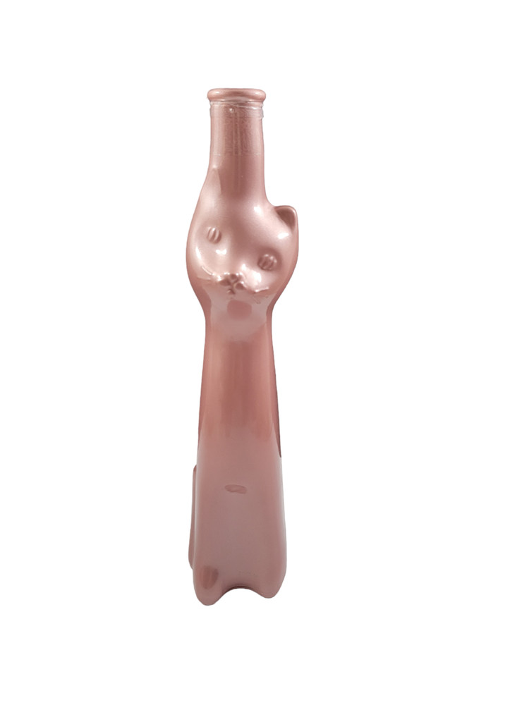 Cat Shaped Glass Wine Bottle EMPTY Gold 13&Prime; Tall